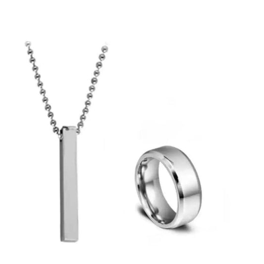 Stylish Plain Titanium 2 Pcs Necklace Set for Men