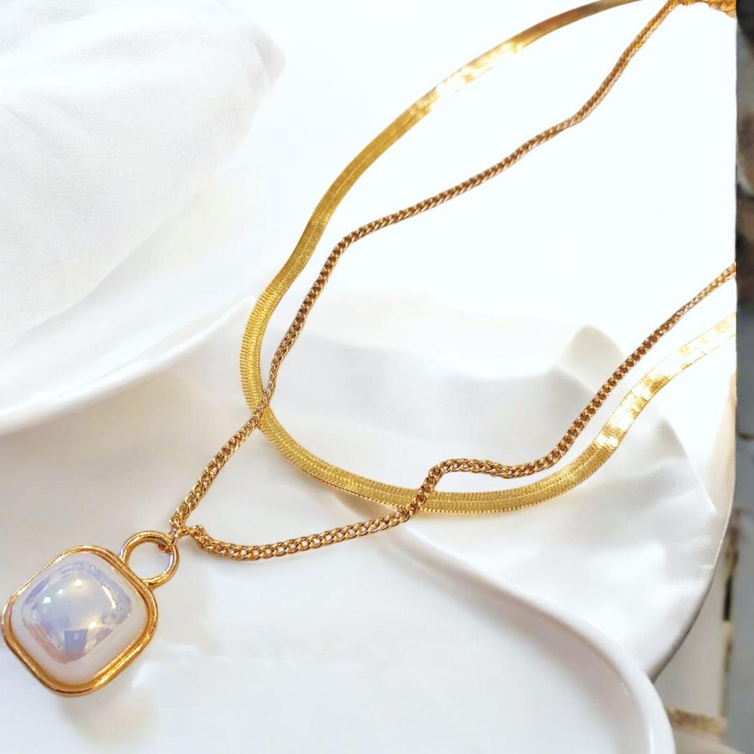 Multi Layered Gold Plated Pearl Necklace - 1 Pc for Women